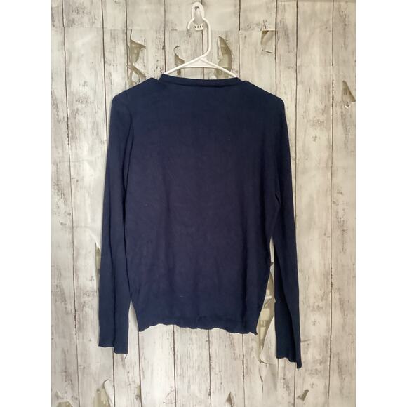 Time and Tru Women's Navy Blue Crew Neck Cardigan Size S - Picture 2 of 3